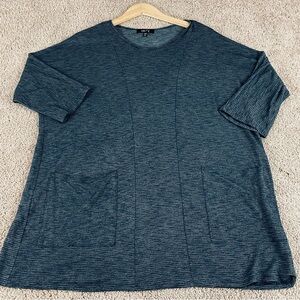 Comfy USA Top Size XL Blue Dolman Sleeve Stretch Minimalist Artsy E123